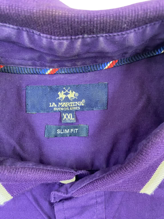 LA MARTINA ΠΟΥΚΑΜΙΣΟ SLIM FIT EMBROIDERED LOGO ΜΩΒ ΑΝΔΡΙΚΟ XXL