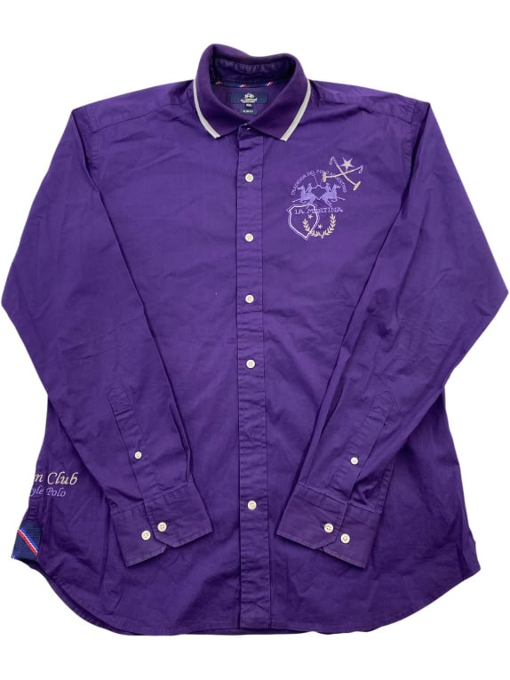 LA MARTINA ΠΟΥΚΑΜΙΣΟ SLIM FIT EMBROIDERED LOGO ΜΩΒ ΑΝΔΡΙΚΟ XXL