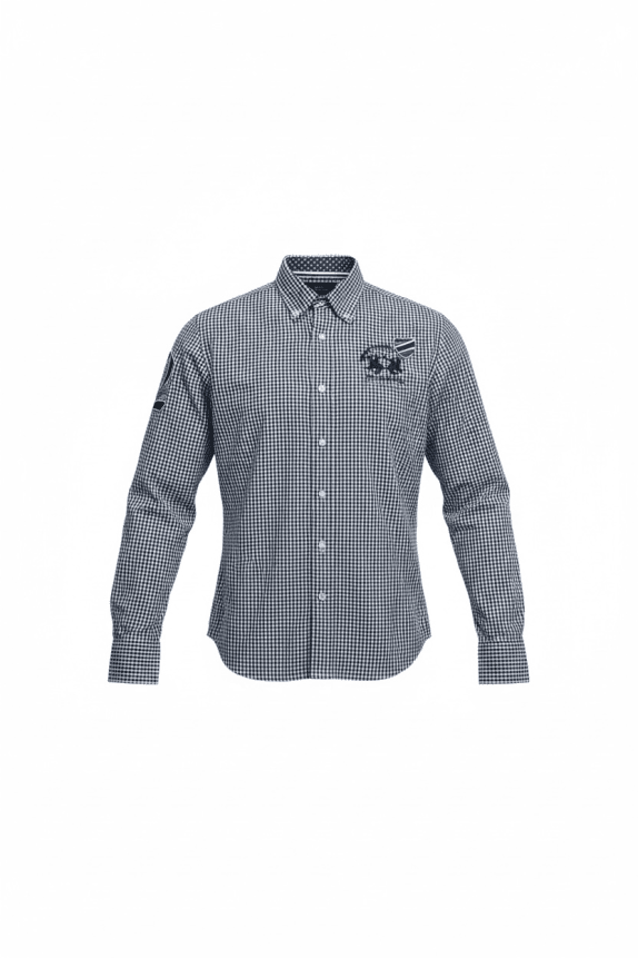 LA MARTINA ΠΟΥΚΑΜΙΣΟ VINTAGE EMBROIDERED LOGO ΜΠΛΕ ΚΑΡΟ ΑΝΔΡΙΚΟ M