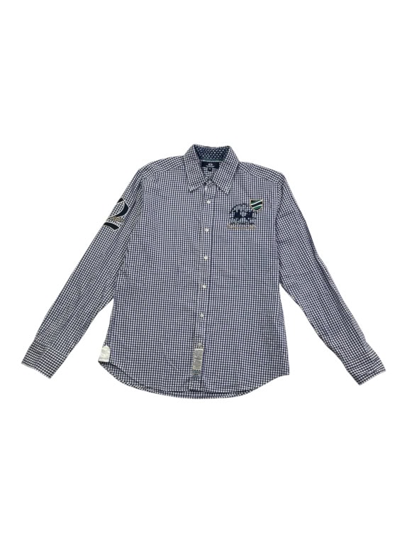 LA MARTINA SHIRT VINTAGE EMBROIDERED LOGO BLUE CHECKED MENS M