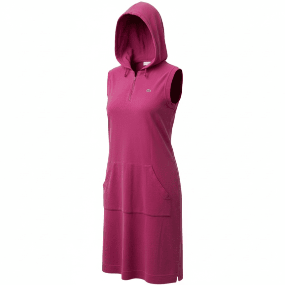 LACOSTE abito felpa con cappuccio senza maniche fucsia – taglia S