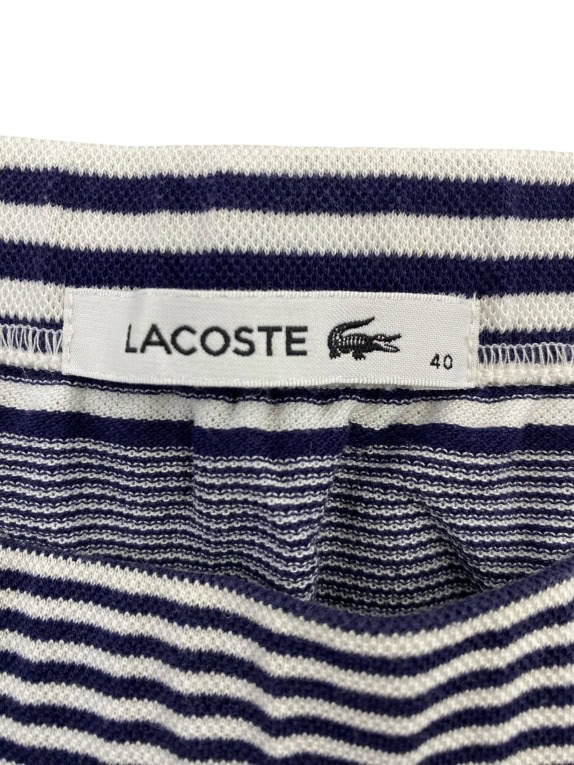 LACOSTE Strapless Dress Striped Blue-White Women's L