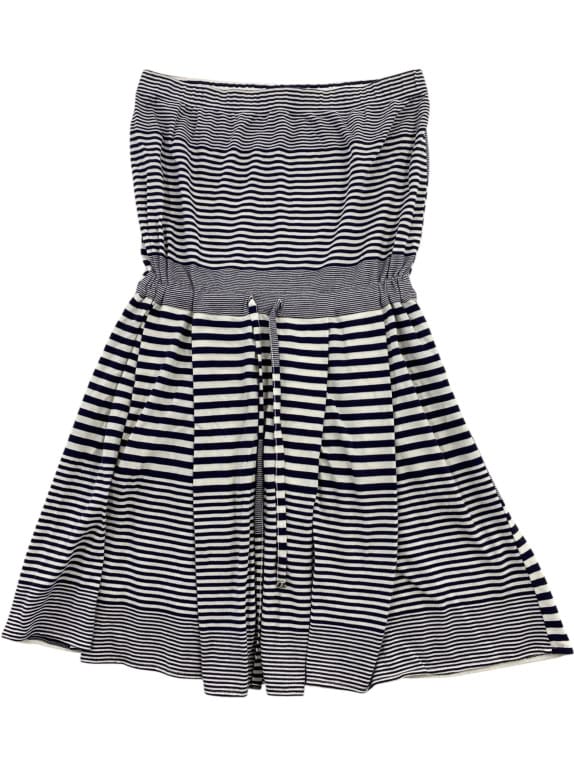 LACOSTE Strapless Dress Striped Blue-White Women's L