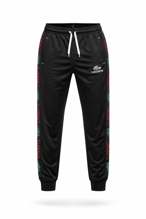 LACOSTE PANTALONI TUTA SPORTIVO NERO UOMO PRE OWNED M