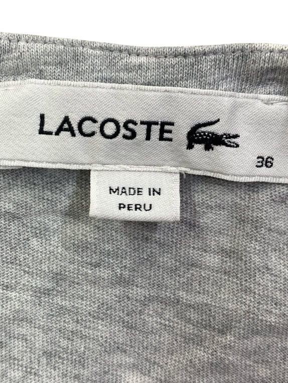 Lacoste T-Shirt da donna grigio con scollo a V logo taglia S