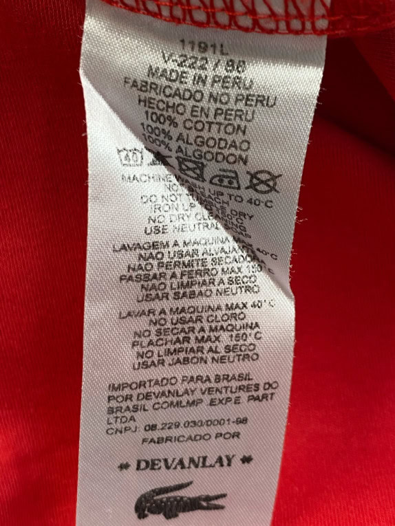 LACOSTE T SHIRT MINIMAL RED MENS PRE OWNED M