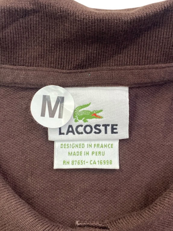 LACOSTE LONG SLEEVE POLO CLASSIC BROWN WOMEN PRE OWNED M