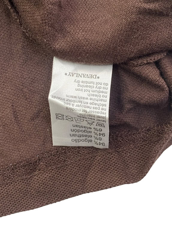 LACOSTE LONG SLEEVE POLO CLASSIC BROWN WOMEN PRE OWNED M