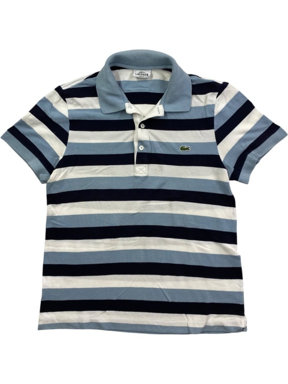 LACOSTE ΜΠΛΟΥΖΑ POLO ΡΙΓΕ CASUAL ΚΕΝΤΗΤΟ ΛΟΓΟΤΥΠΟ ΜΠΛΕ/ΛΕΥΚΟ ΑΝΔΡΙΚΗ S