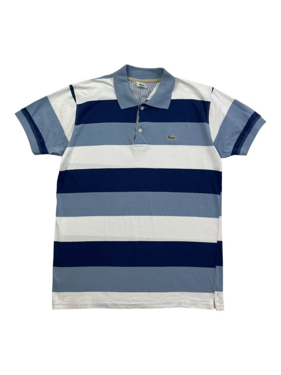 LACOSTE POLO SHIRT STRIPED LOGO BLUE/WHITE UNISEX XL