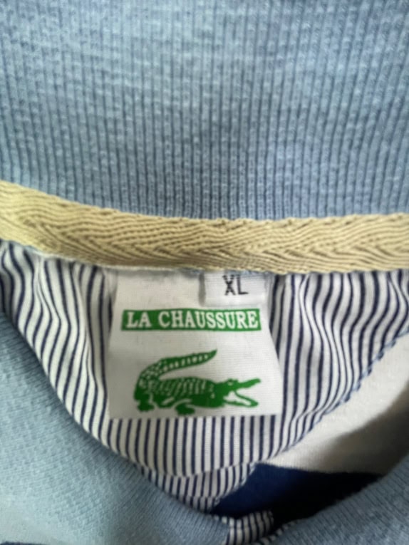 LACOSTE POLO SHIRT STRIPED LOGO BLUE/WHITE UNISEX XL