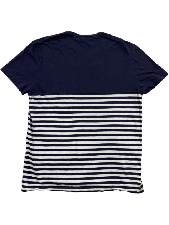 Lacoste T-shirt blu navy e a righe con taschino vestibilità regular L