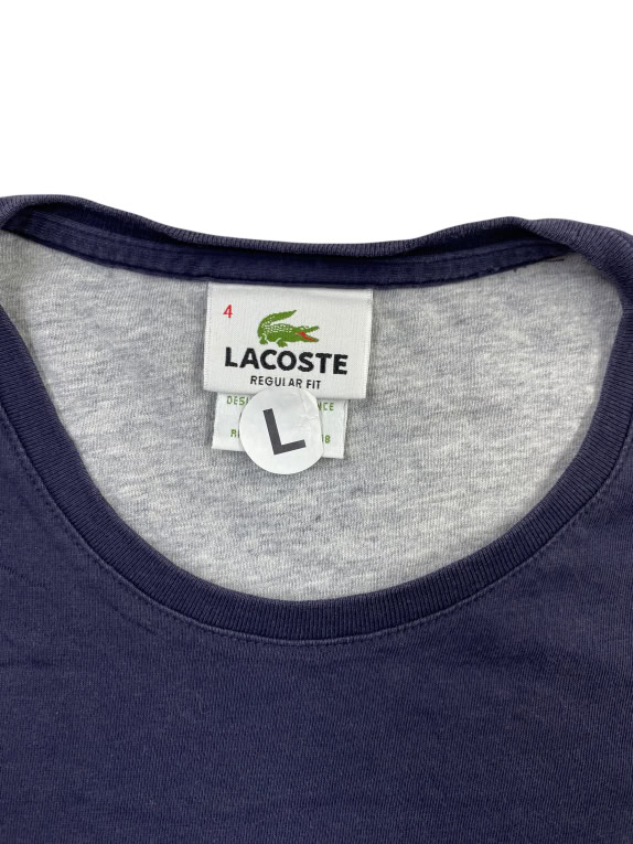Lacoste T-shirt blu navy e a righe con taschino vestibilità regular L