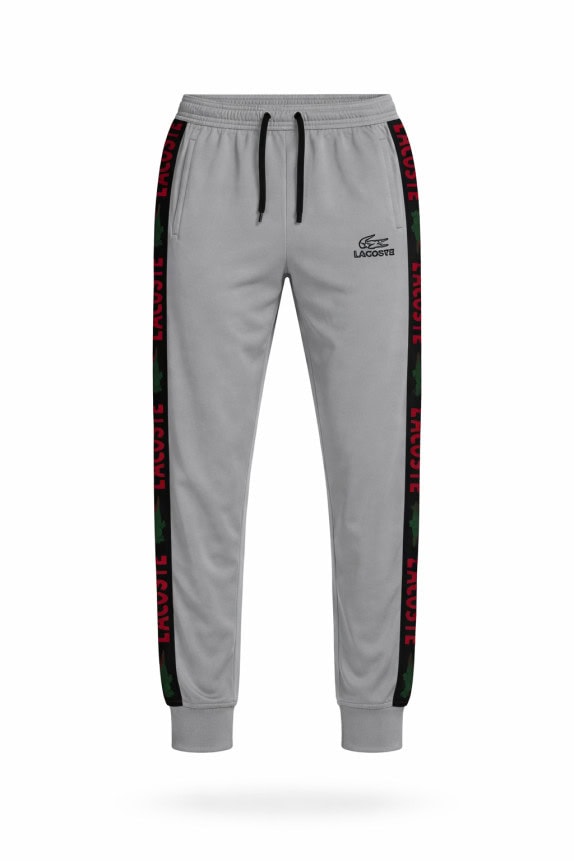 LACOSTE TRACK PANTS LOGO GREY MEN PRE OWNED L