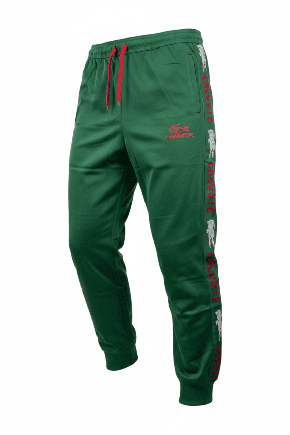 LACOSTE TRACKSUIT PANTS LOGO TAPE GREEN MEN'S XL