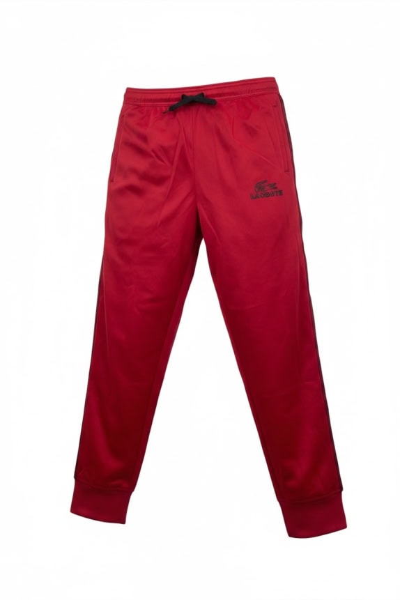 LACOSTE TRACK PANTS SIDE LOGO TAPE RED UNISEX XL