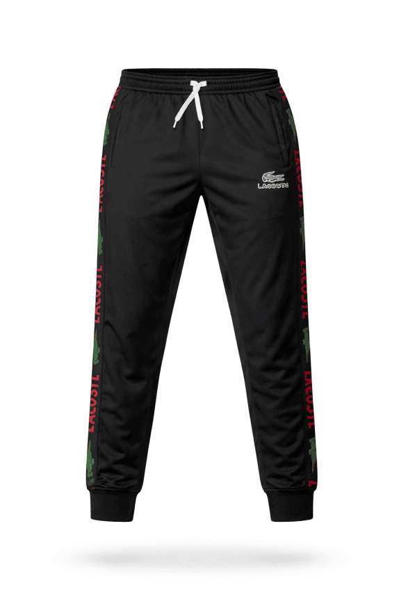 LACOSTE PANTALONI TUTA STREETWEAR NERO UOMO PRE OWNED L