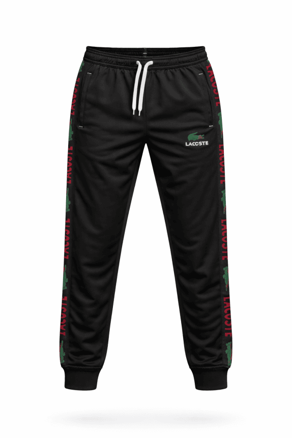 LACOSTE TRACK PANTS STREETWEAR BLACK MEN PRE OWNED L