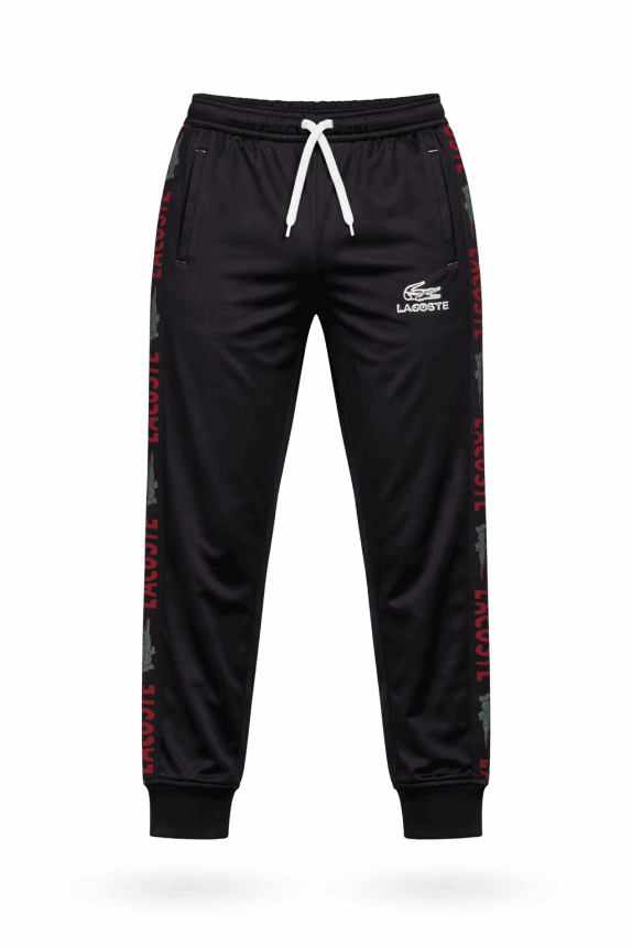LACOSTE TRACK PANTS STREETWEAR BLACK MEN PRE OWNED M