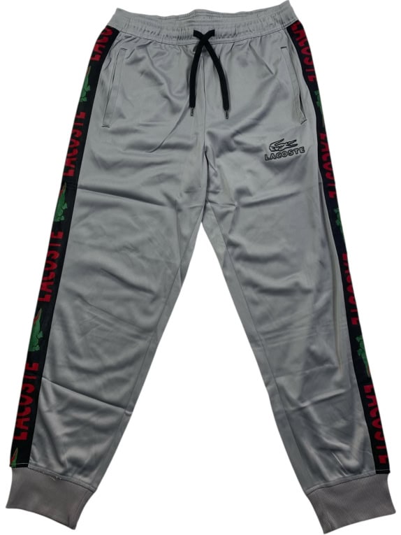 LACOSTE ΠΑΝΤΕΛΟΝΙ ΦΟΡΜΑΣ TRACK PANTS ΜΕ ΠΛΑΪΝΟ LOGO TAPE ΓΚΡΙ ΑΝΔΡΙΚΟ SMALL