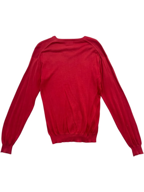 Lacoste Πλεκτή Μπλούζα V-Neck Logo Κόκκινη Unisex L