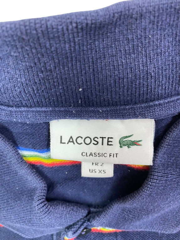 Lacoste Polo a maniche corte a righe navy arcobaleno classic fit da uomo XS
