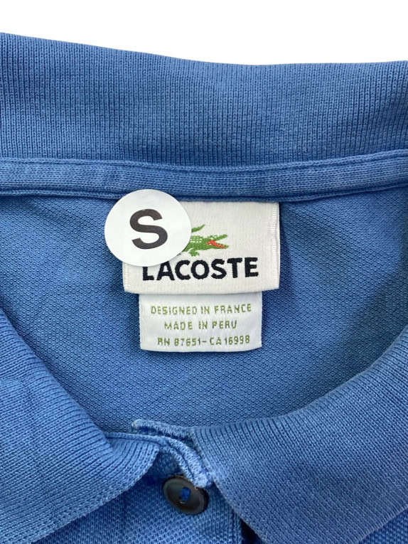 LACOSTE POLO SHIRT CLASSIC BLUE MENS PRE OWNED S