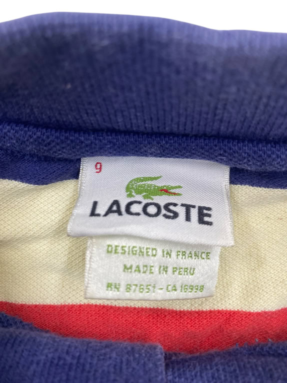 Lacoste Polo Ριγέ Logo Μπλε Κόκκινο Κρεμ Unisex L-XL