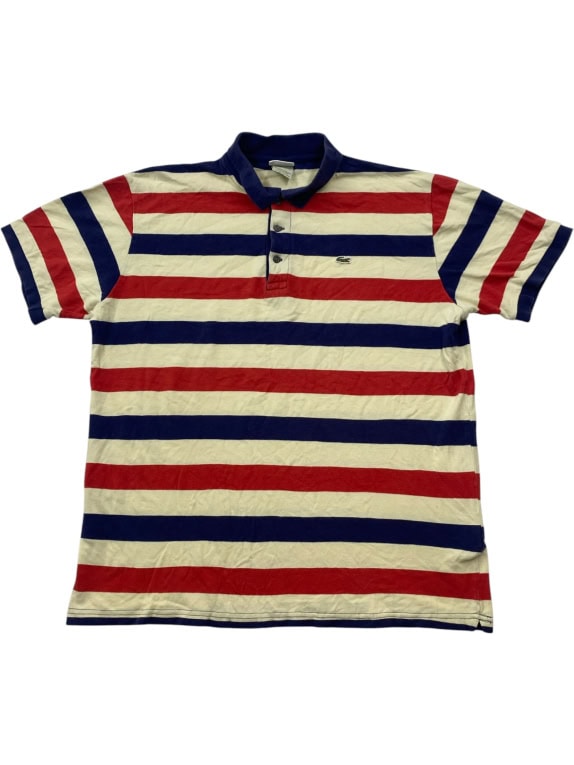 Lacoste Polo Ριγέ Logo Μπλε Κόκκινο Κρεμ Unisex L-XL