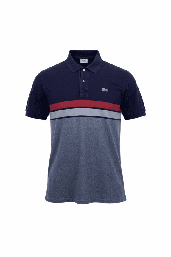 LACOSTE POLO SHIRT LOGO COLORBLOCK BLUE / GREY UNISEX M