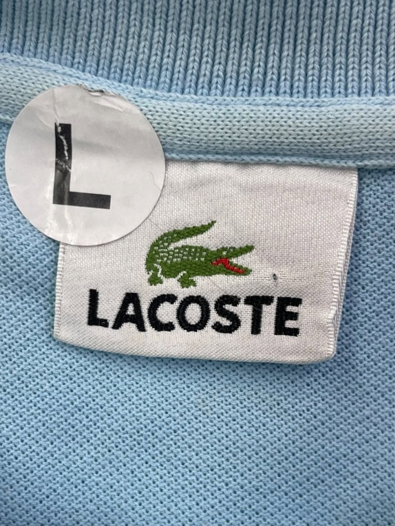LACOSTE POLO SHIRT MINIMAL BLUE MEN PRE OWNED L