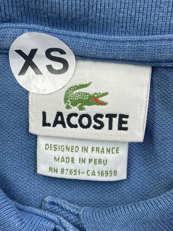 LACOSTE POLO SHIRT MINIMAL BLUE WOMENS PRE OWNED XS
