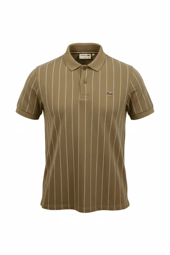 LACOSTE POLO SLIM FIT A RIGHE BEIGE UNISEX S