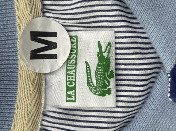 90s LACOSTE POLO SHIRT STRIPED BLUE WHITE ΑΝΤΡΙΚΟ PRE OWNED M