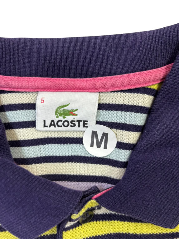LACOSTE POLO SHIRT RIGATO MULTICOLOR UOMO PRE OWNED M
