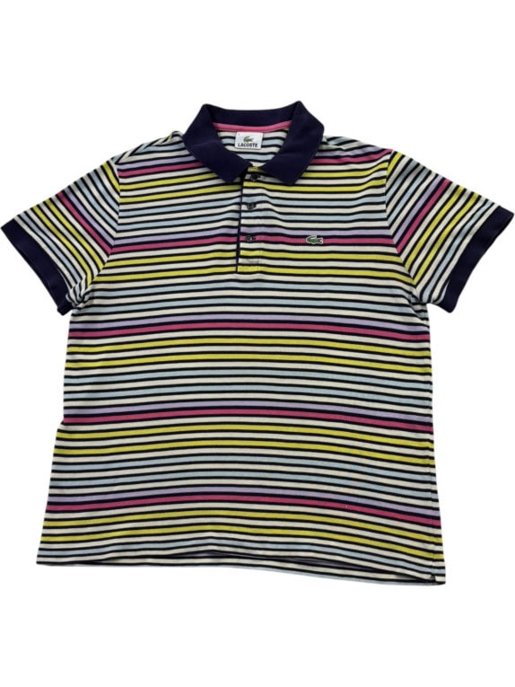 LACOSTE POLO SHIRT RIGATO MULTICOLOR UOMO PRE OWNED M