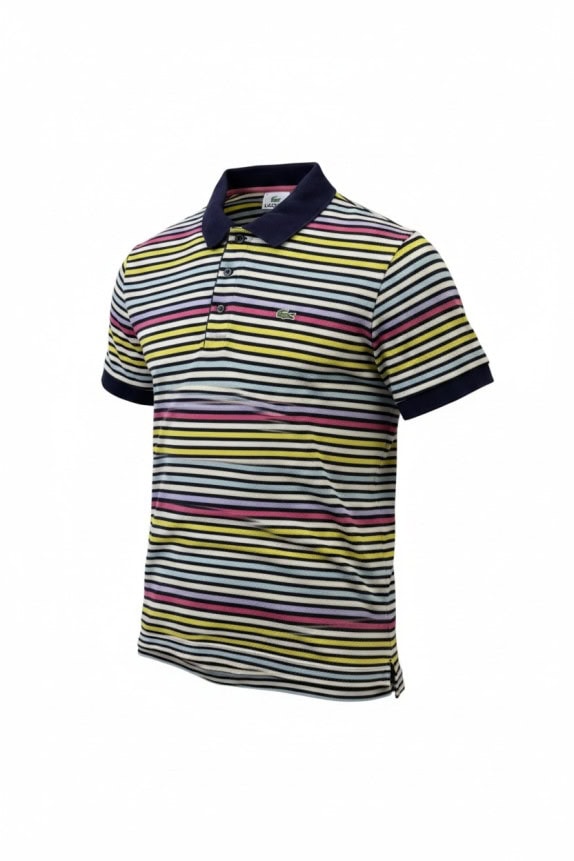 LACOSTE POLO SHIRT STRIPED MULTICOLOR MEN PRE OWNED M
