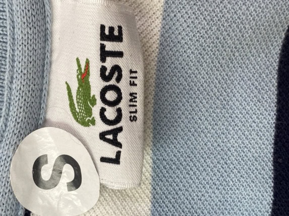 LACOSTE POLO SHIRT STRIPED NAVY LIGHT BLUE ΑΝΤΡΙΚΟ PRE OWNED S