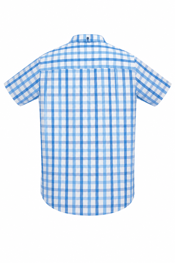 90s LACOSTE CHECK SHIRT CHECKERED BLUE WHITE MEN PRE OWNED L