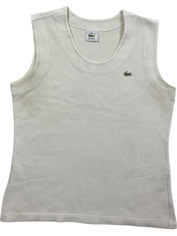 Lacoste Sleeveless Top Classic Crocodile Logo Μπεζ Γυναικείο XS