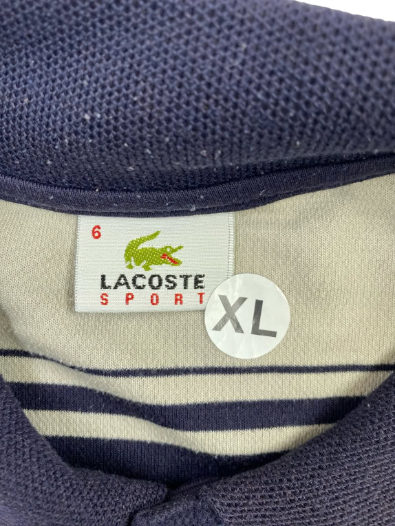 LACOSTE SPORT ΜΠΛΟΥΖΑ POLO VINTAGE ΡΙΓΕ ΜΠΛΕ/ΓΚΡΙ ΑΝΔΡΙΚΟ XL