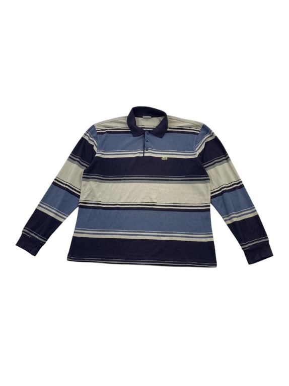 LACOSTE SPORT ΜΠΛΟΥΖΑ POLO VINTAGE ΡΙΓΕ ΜΠΛΕ/ΓΚΡΙ ΑΝΔΡΙΚΟ XL