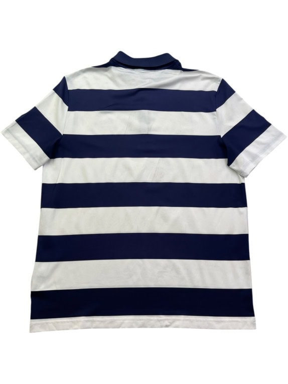 LACOSTE SPORT POLO SHIRT STRIPED NAVY WHITE MEN PRE OWNED M