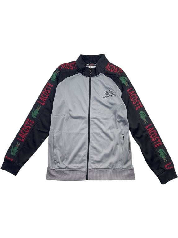 Lacoste Track Jacket Big Logo Black Grey Unisex L