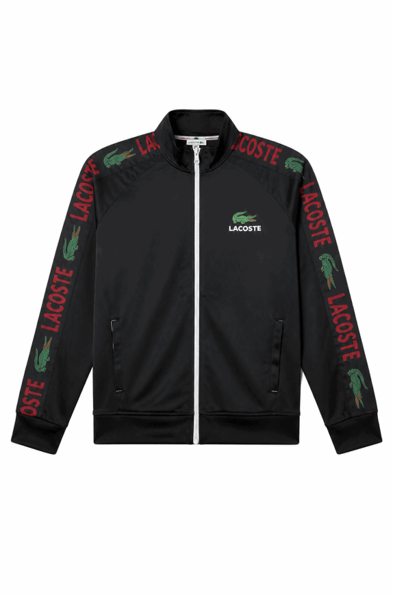 LACOSTE TRACK JACKET GRAPHIC NERO UOMO PRE OWNED M