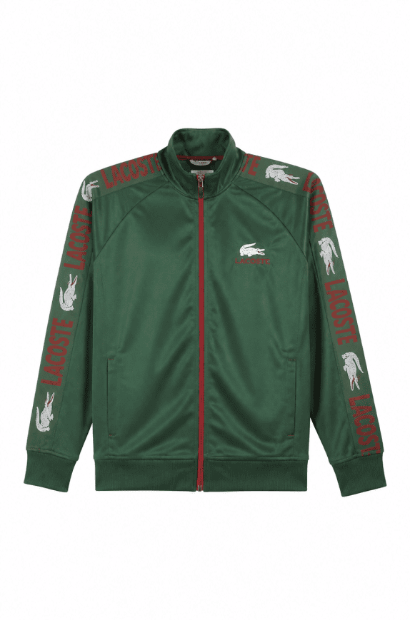 LACOSTE TRACK JACKET LOGO GREEN MENS PRE OWNED L