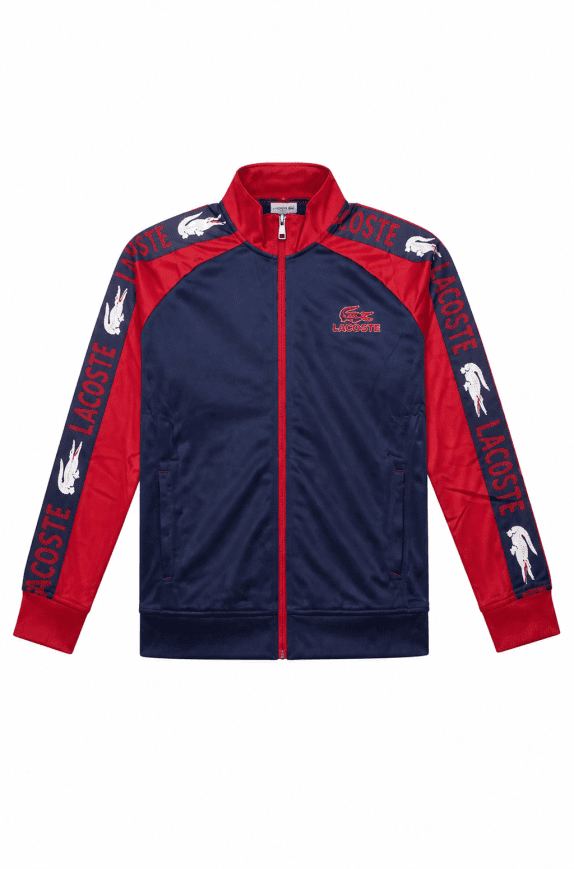 LACOSTE TRACK JACKET LOGO NAVY RED UOMO PRE OWNED M
