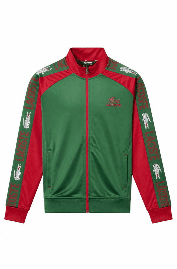 LACOSTE TRACK JACKET RACING VERDE ROSSO UOMO PRE OWNED L