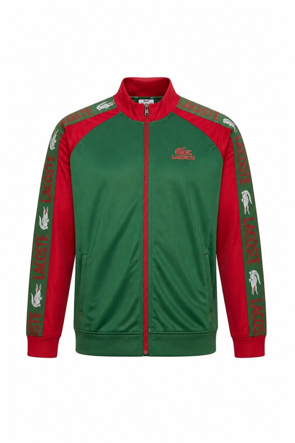LACOSTE TRACK JACKET RETRO GREEN RED UOMO PRE OWNED XXL