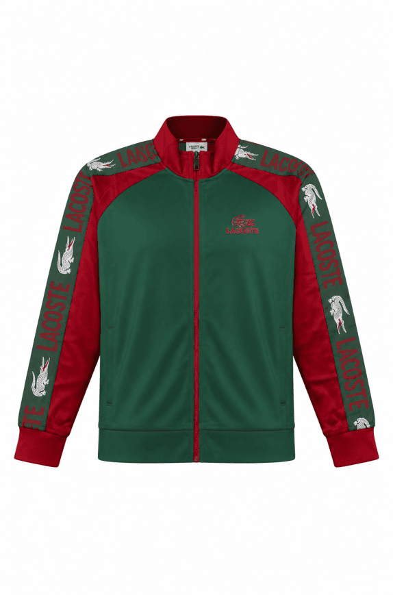 LACOSTE TRACK JACKET RETRO VERDE ROSSO UOMO PRE OWNED M